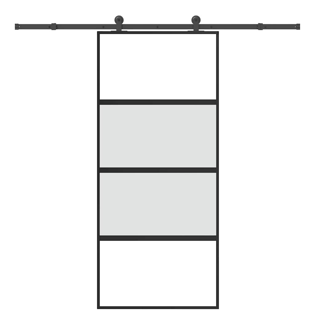 Porte coulissante en verre trempé en aluminium 90x205cm 