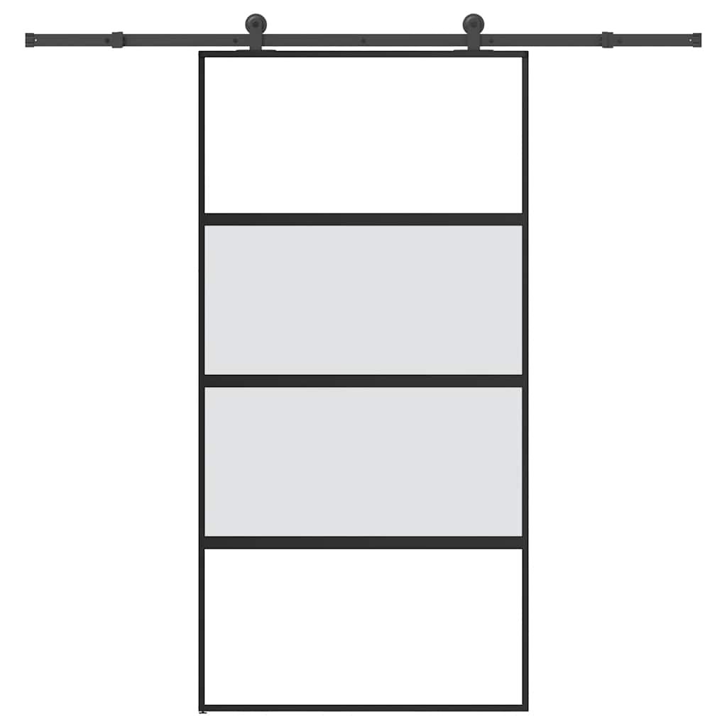 Porte coulissante en verre trempé 102,5 x 205 cm — Aluminium noir 