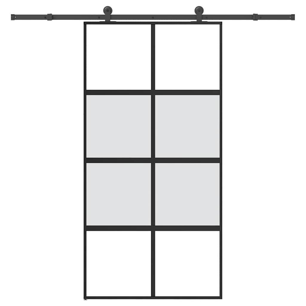 Porte coulissante quincaillerie 102,5x205 cm verre trempé aluminium 