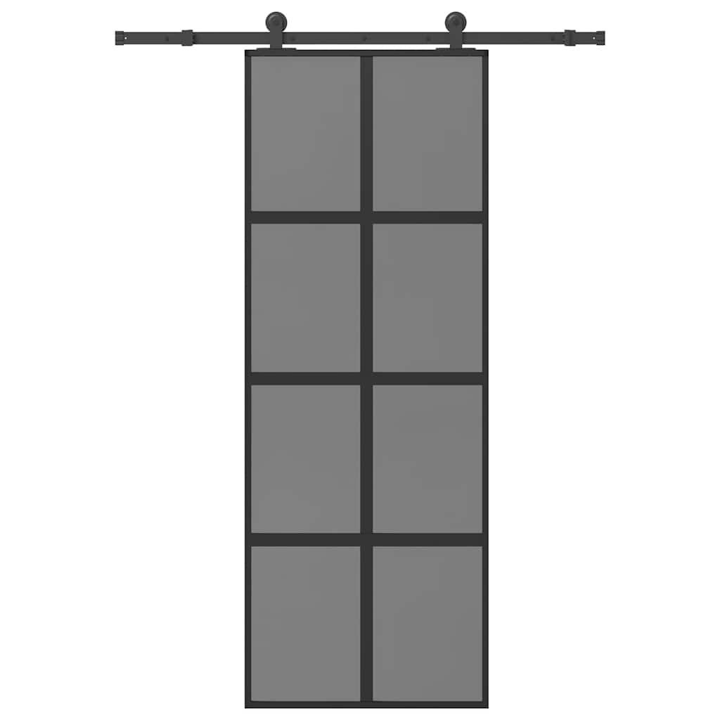 Porte coulissante avec ferrures en verre trempé aluminium 76x205cm 