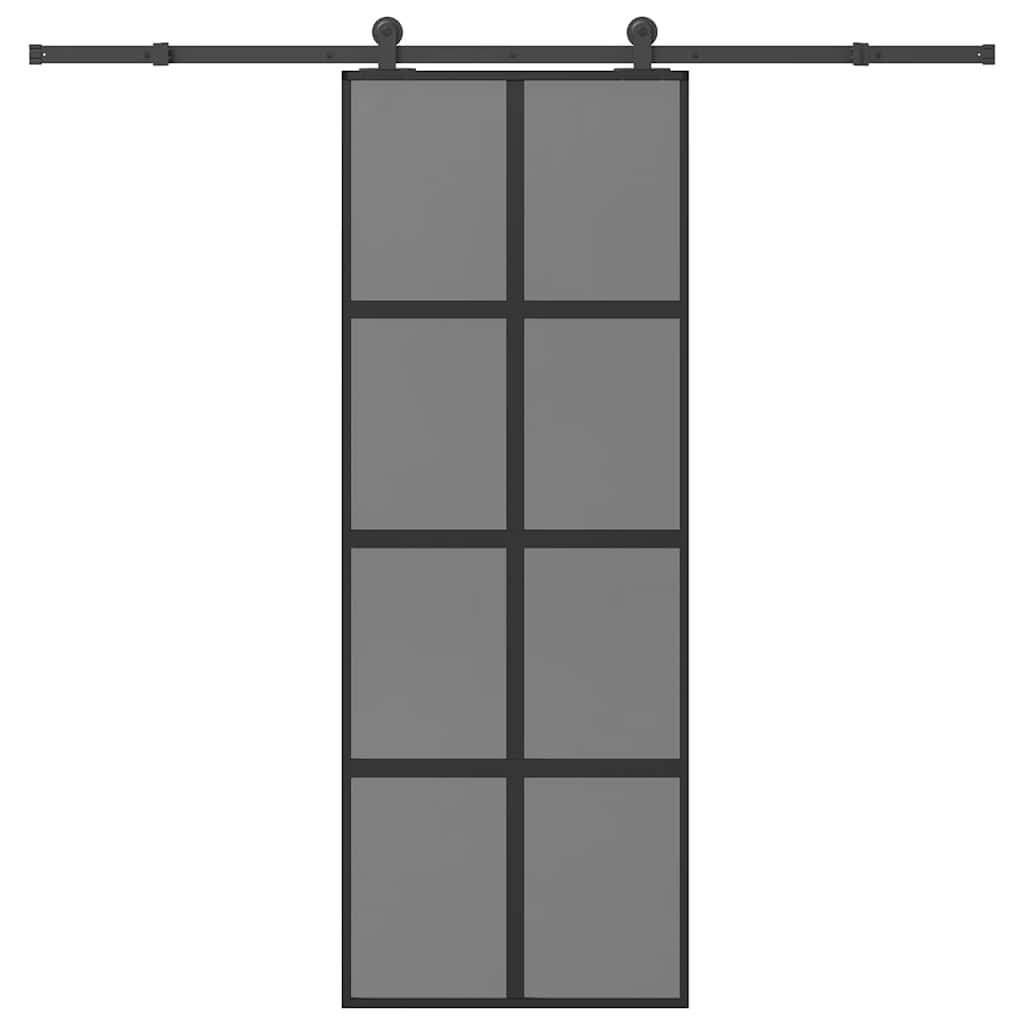 Porte coulissante avec quincaillerie en verre trempé et aluminium 76x205cm 