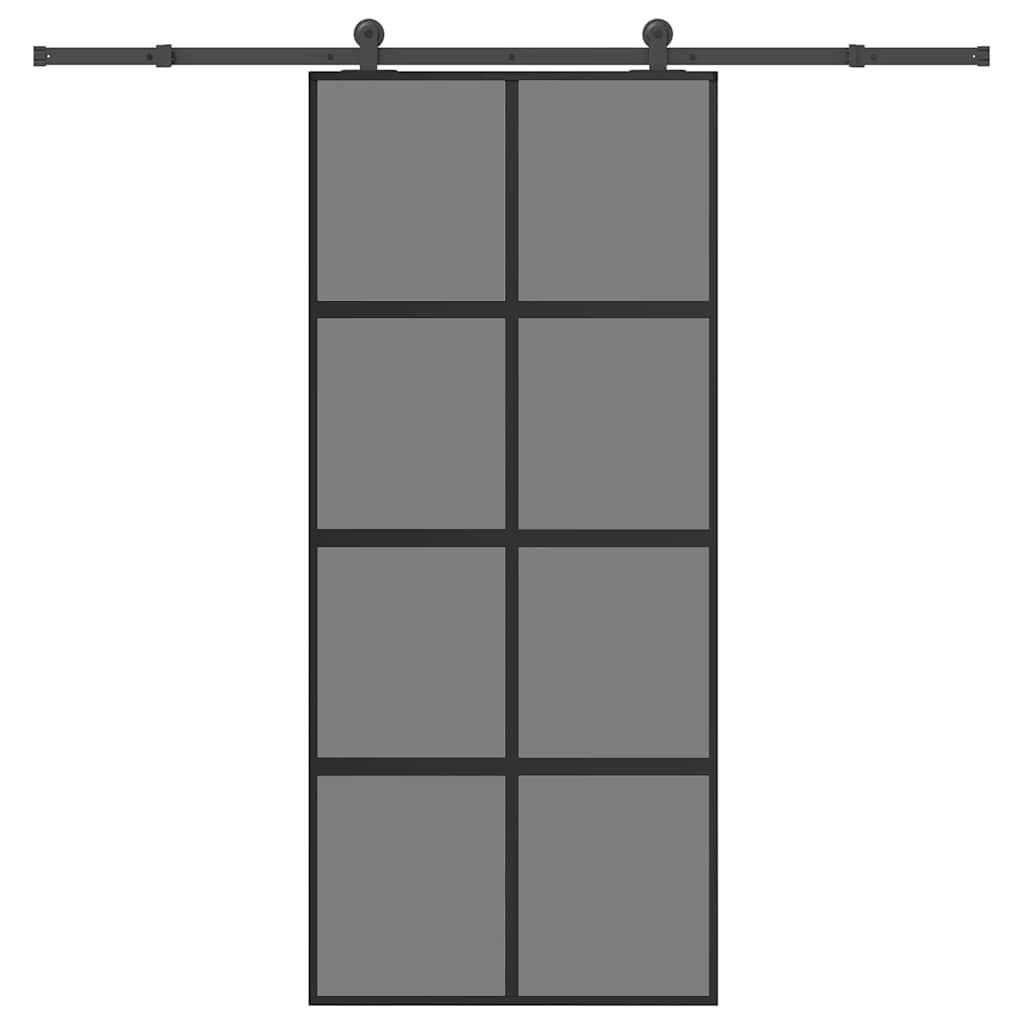 Porte coulissante quincaillerie 90x205 cm verre trempé et aluminium 