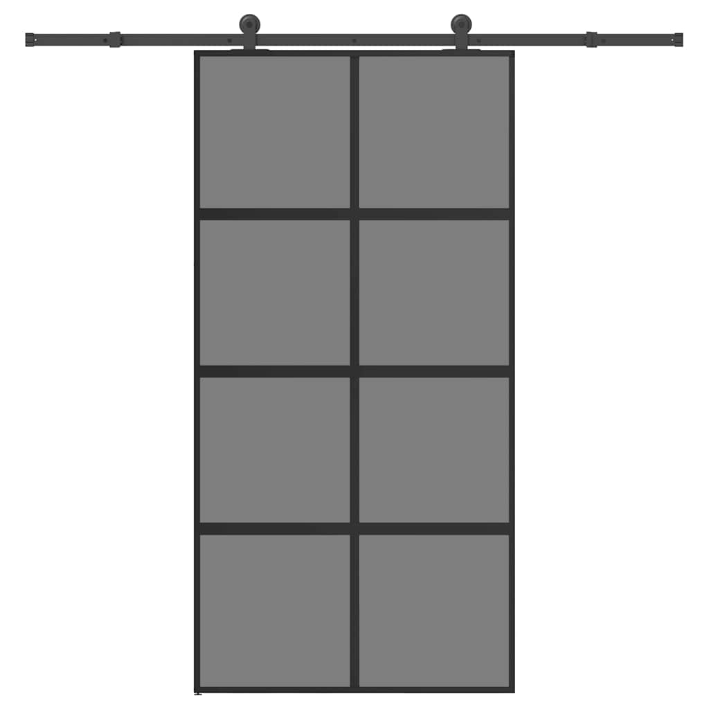 Puerta Corredera 102,5x205 cm Vidrio Templado Aluminio Negro