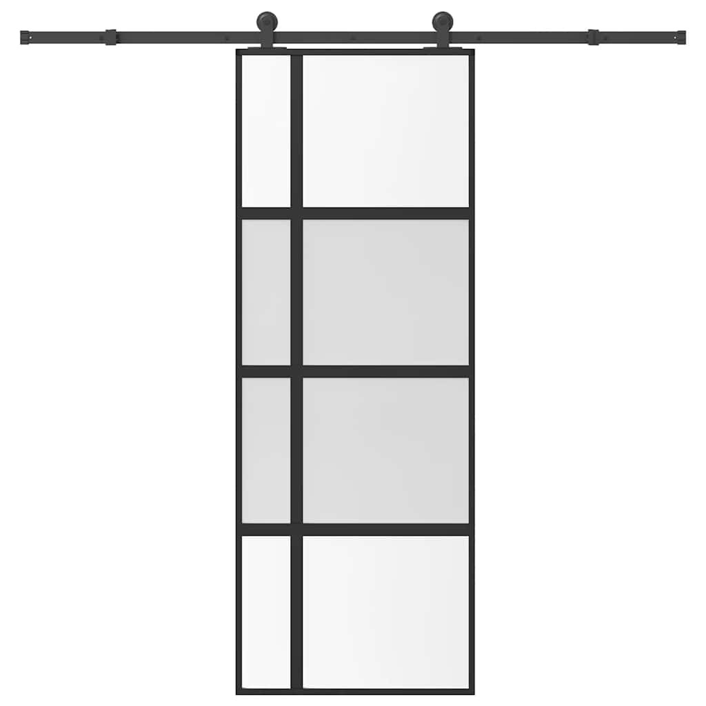 Porte coulissante avec quincaillerie en verre trempé aluminium 76x205cm 