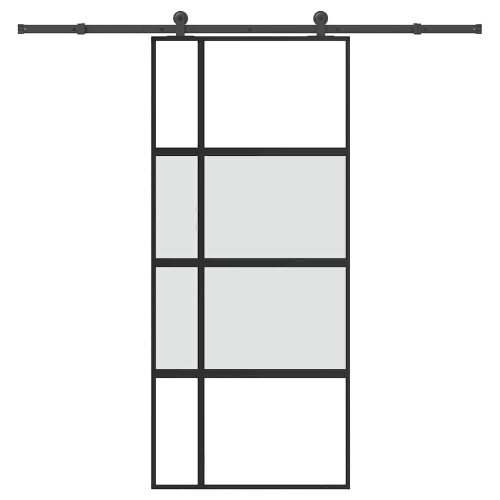 Porte coulissante quincaillerie 90x205 cm verre trempé et aluminium 