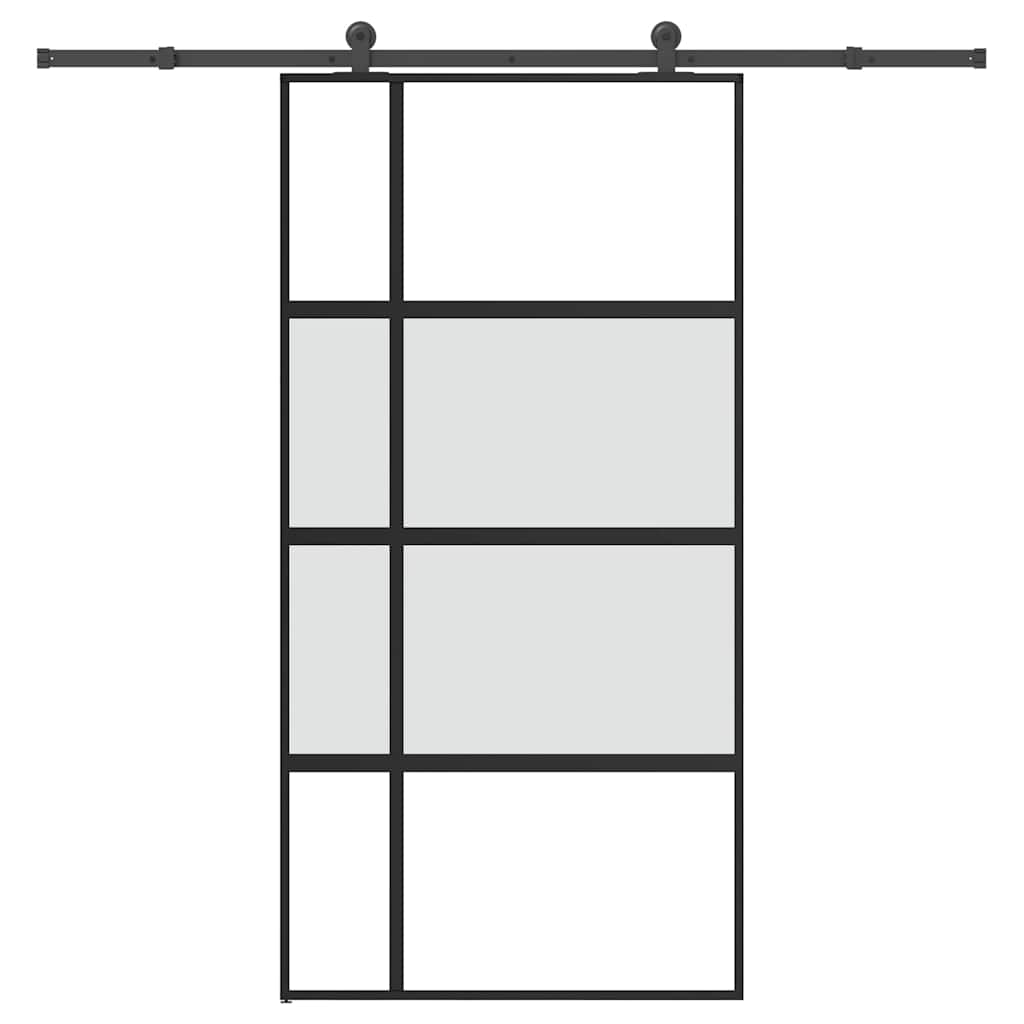 Porte coulissante quincaillerie 102,5x205 cm verre trempé aluminium 