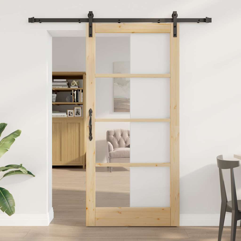 Porte coulissante ORKDAL naturelle et noire 93 x 202 cm 