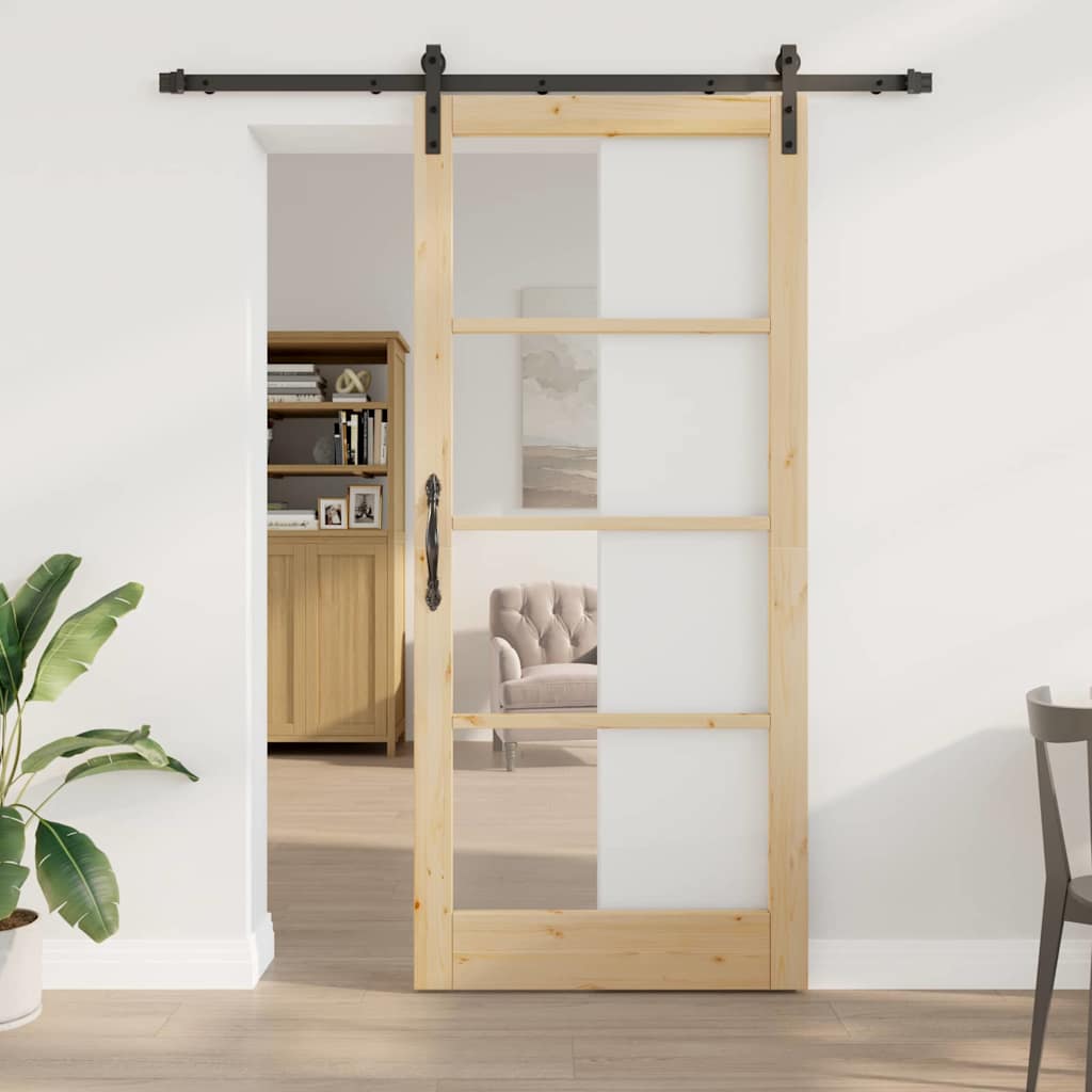 Porte coulissante ORKDAL naturel et noir 93 x 211 cm 