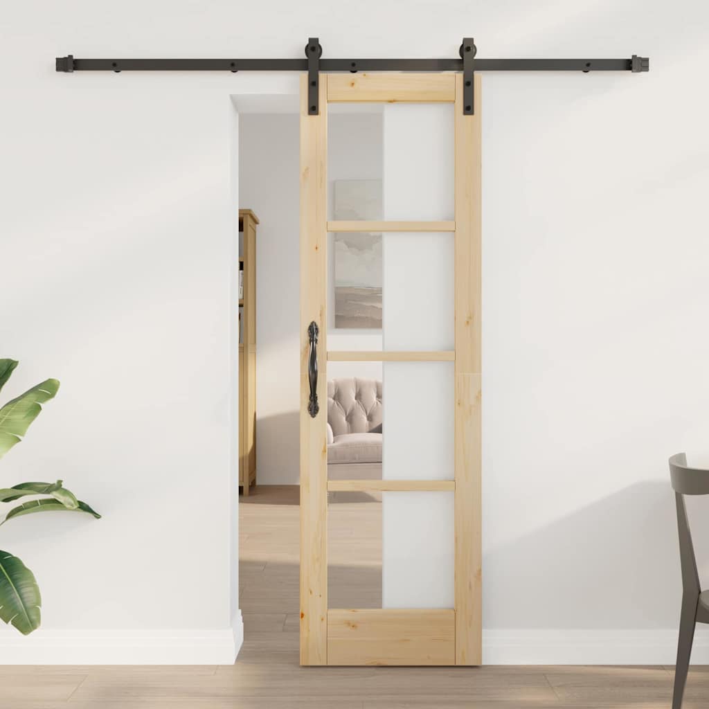 Porte coulissante ORKDAL naturelle et noire 61 x 198,5 cm 