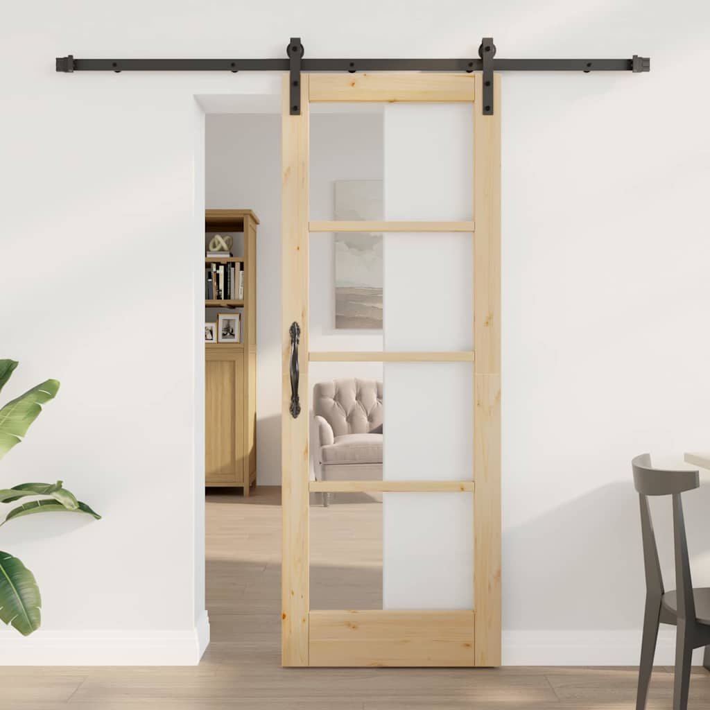 Porte coulissante ORKDAL naturelle et noire 73,5 x 198,5 cm 