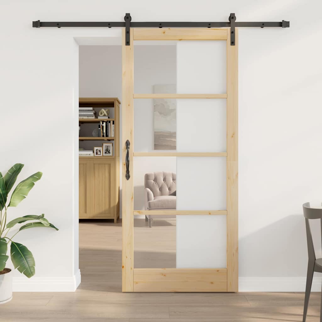 Porte coulissante ORKDAL naturelle et noire 93 x 211 cm 