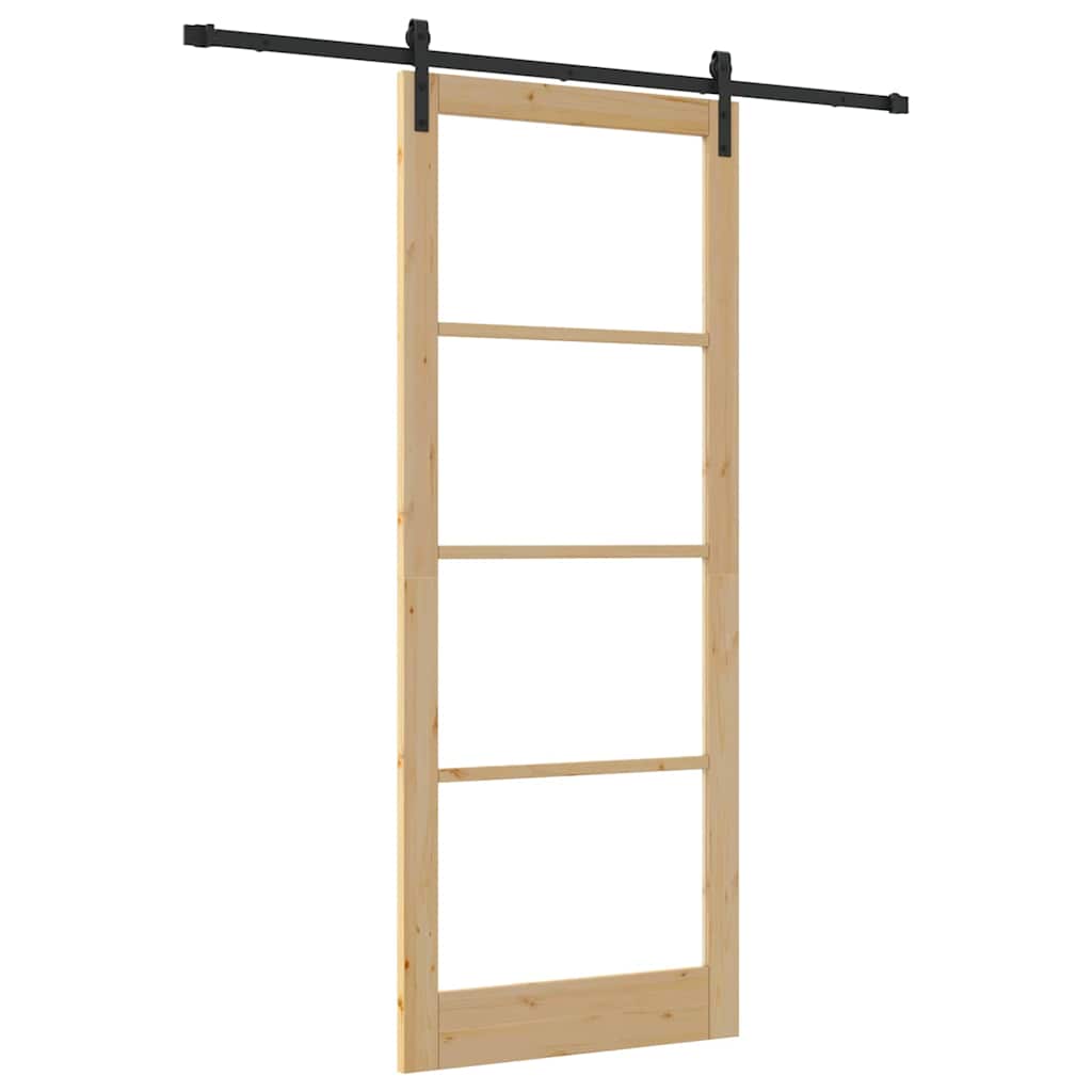 Porte coulissante naturelle et noire 93 x 232 cm 