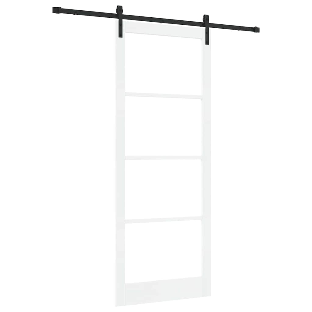 Porte coulissante en pin et verre noire 93 x 232 cm 