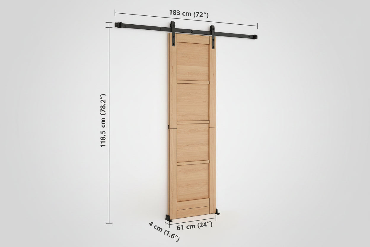 Porte coulissante 61 x 198,5 cm — Bois de pin et verre 