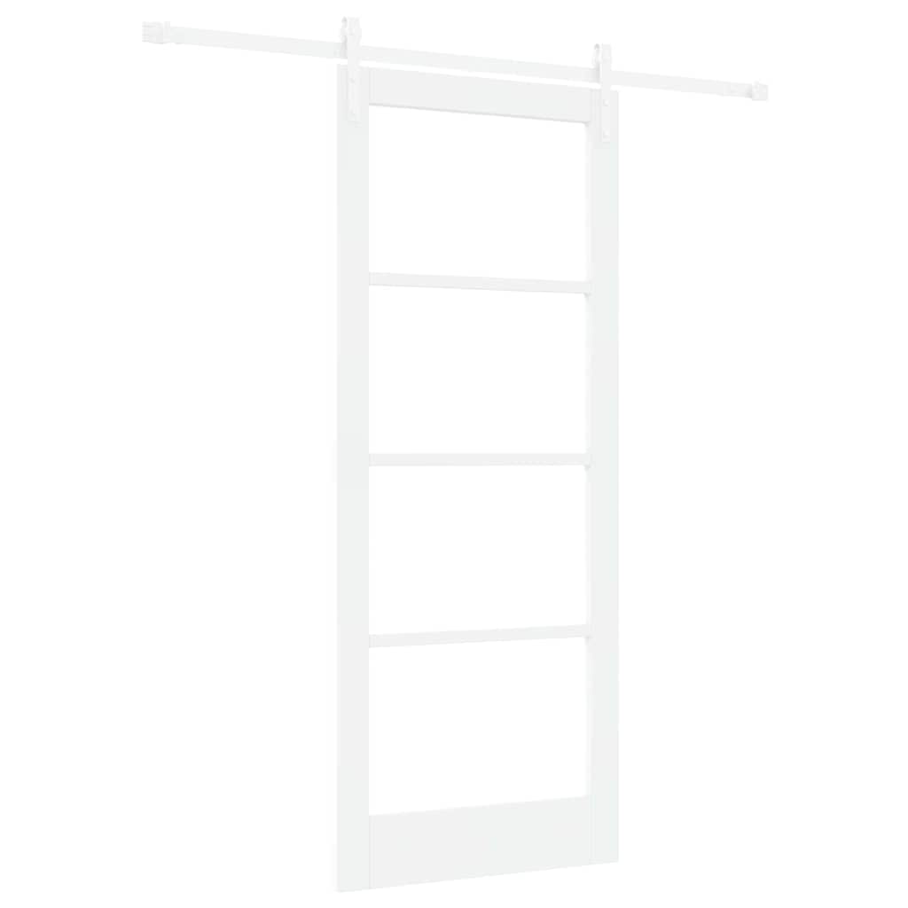 Porte coulissante 83 x 202 cm — Bois de pin et verre 