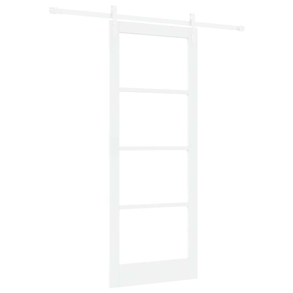 Porte coulissante 83 x 211 cm — Bois de pin et verre 