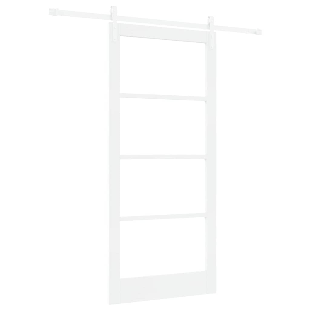 Porte coulissante 93 x 202 cm — Bois de pin et verre 