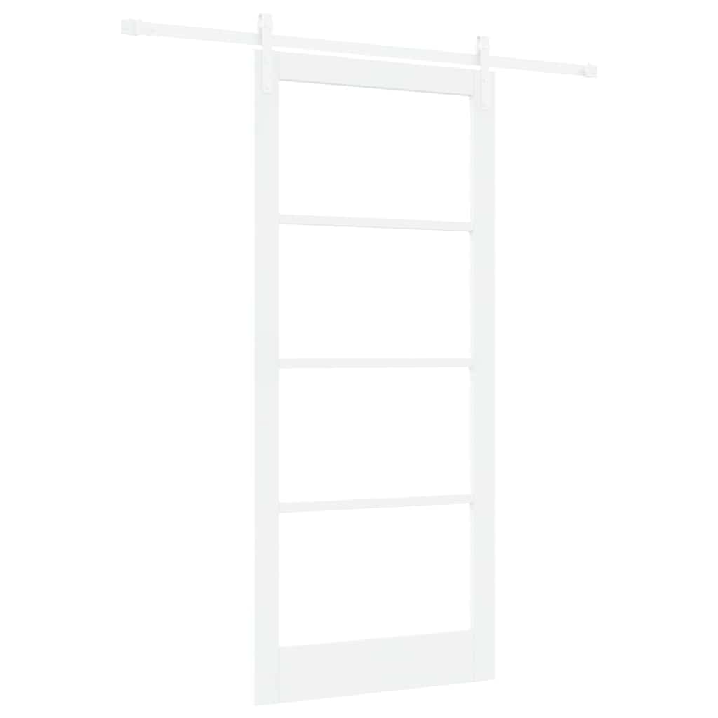 Porte coulissante 93 x 211 cm — Bois de pin et verre 
