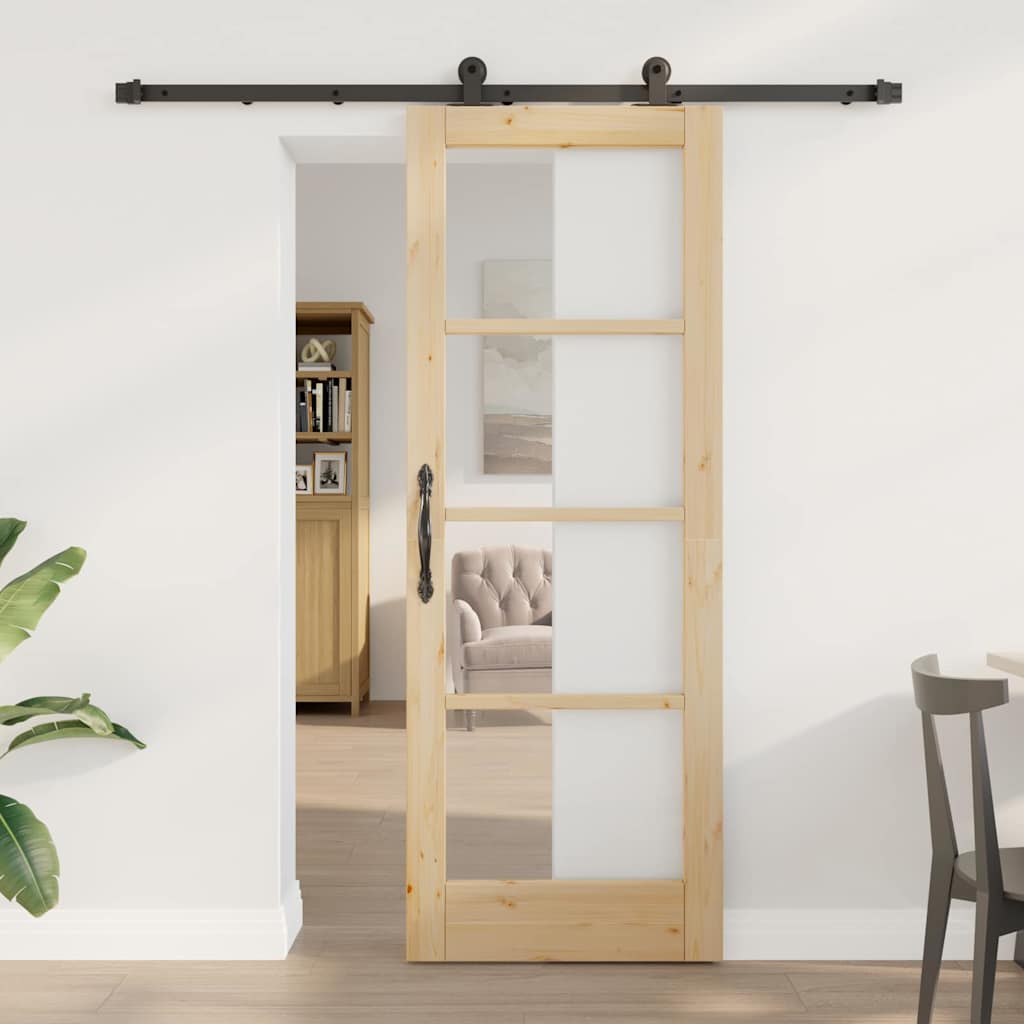Porte coulissante ORKDAL naturelle et noire 73,5 x 198,5 cm 