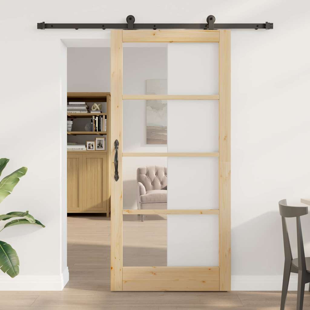Porte coulissante ORKDAL naturelle et noire 93 x 202 cm 