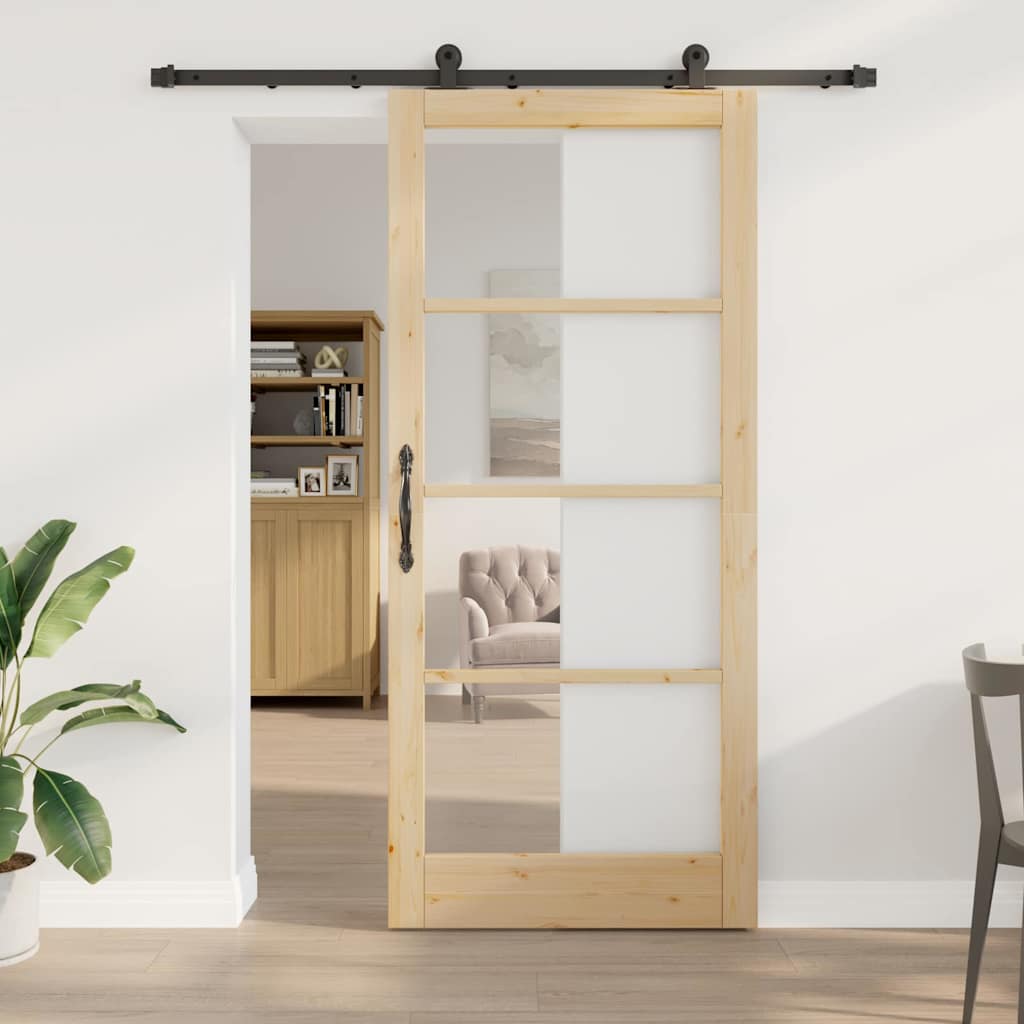 Porte coulissante ORKDAL naturel et noir 93 x 211 cm 