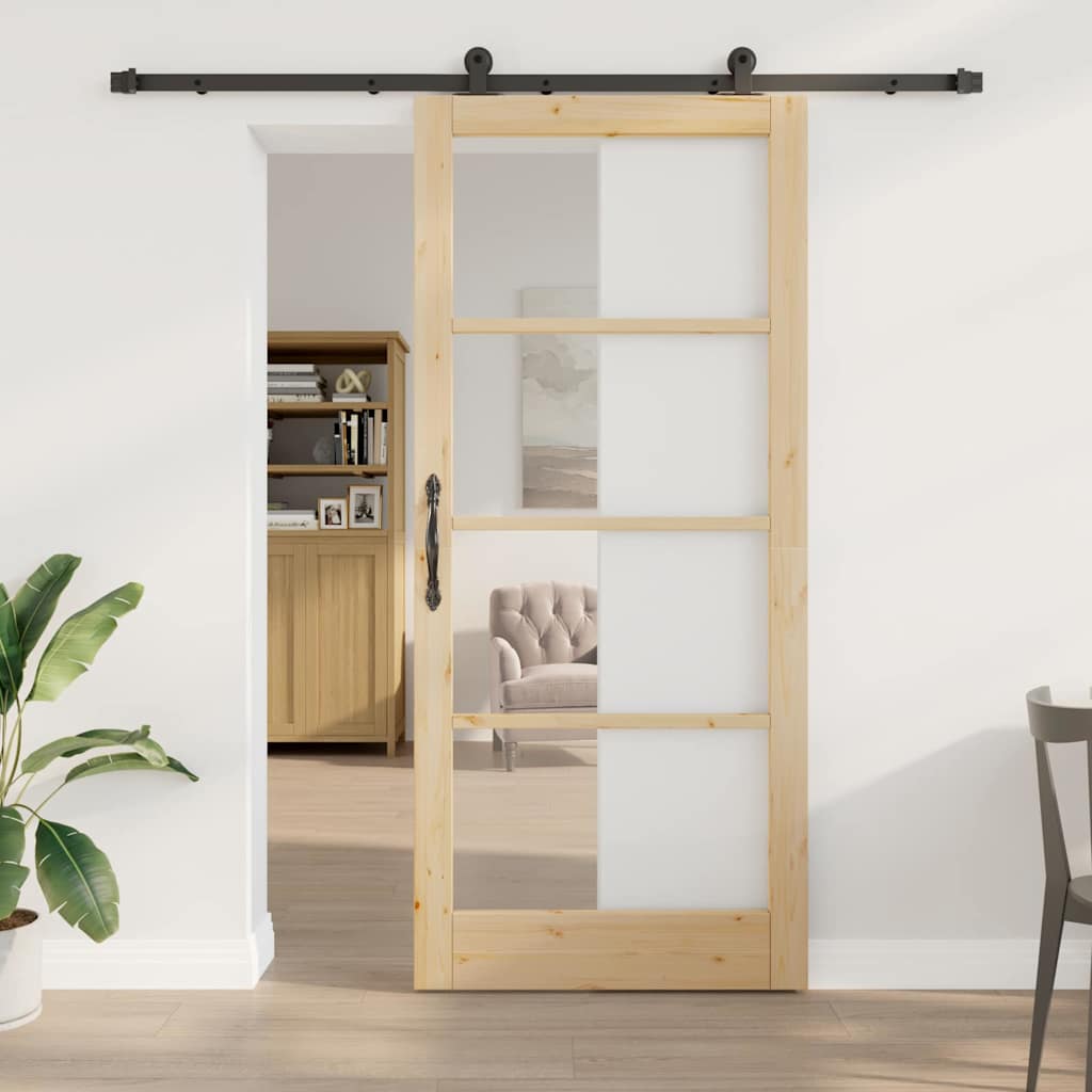 Porte coulissante ORKDAL naturelle et noire 93 x 211 cm 