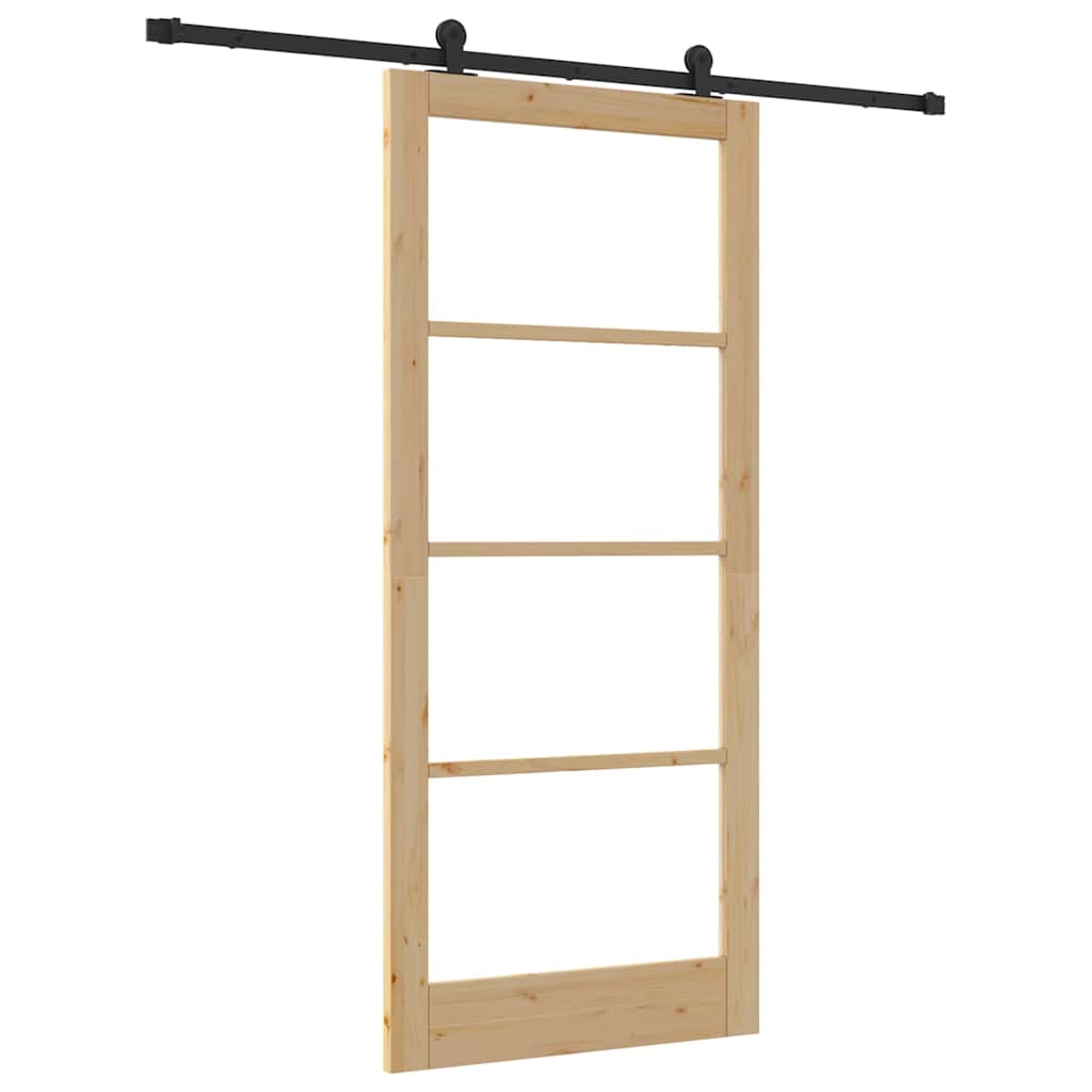 Porte coulissante ORKDAL naturelle et noire 93 x 211 cm 