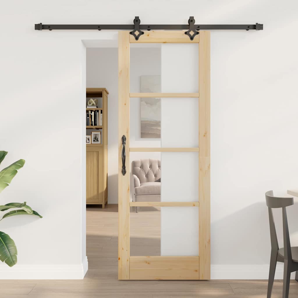 Porte coulissante ORKDAL naturelle et noire 73,5 x 198,5 cm 