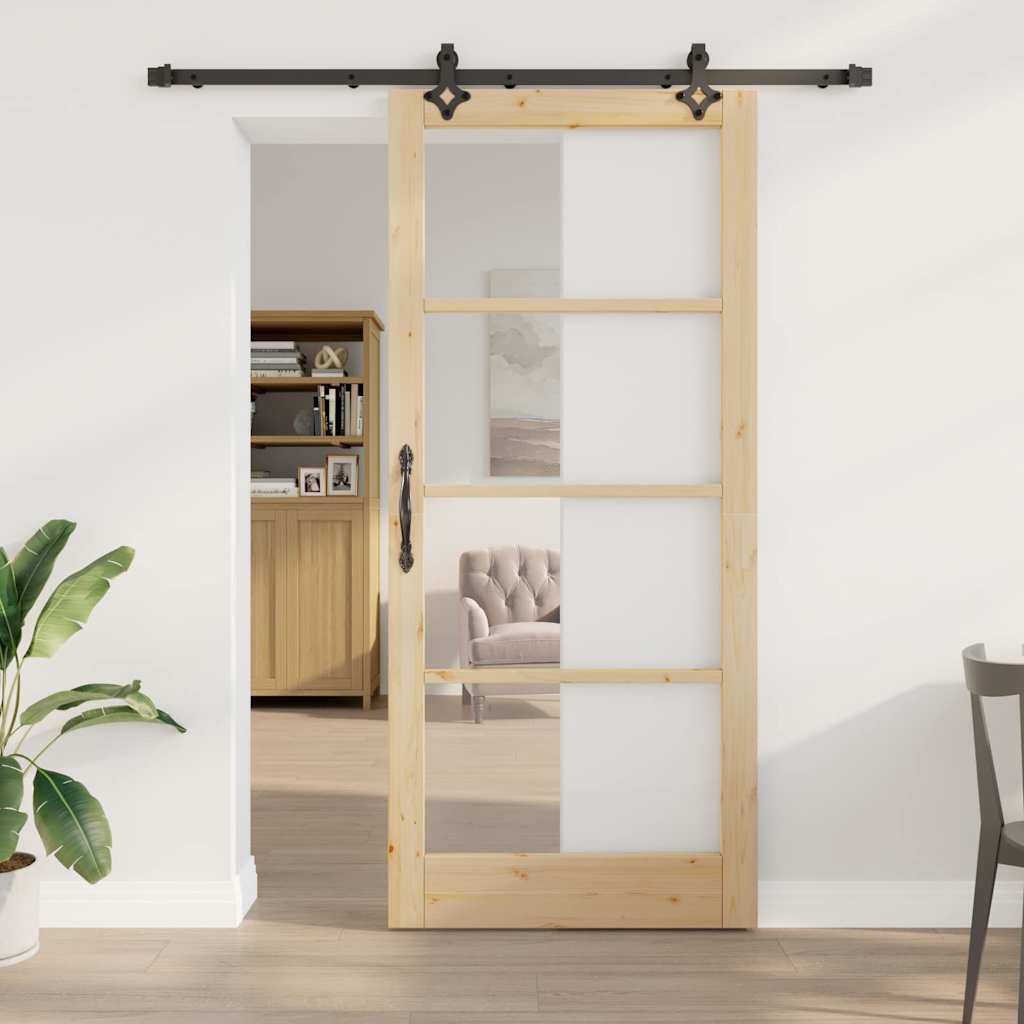 Porte coulissante ORKDAL naturelle et noire 93 x 211 cm 