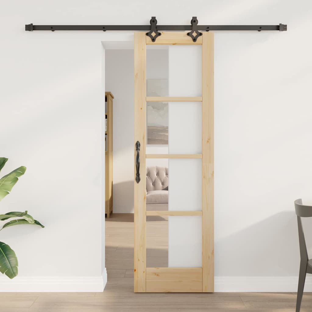 Porte coulissante ORKDAL naturelle et noire 61 x 198,5 cm 
