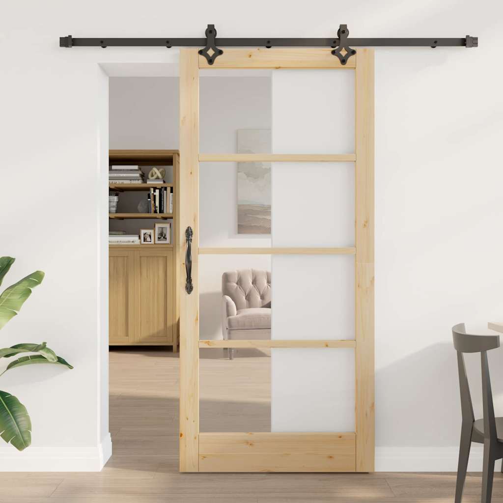 Porte coulissante ORKDAL naturel et noir 93 x 202 cm 