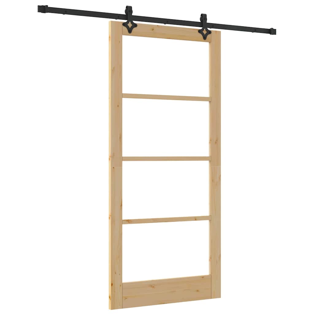 Porte coulissante ORKDAL naturel et noir 93 x 202 cm 