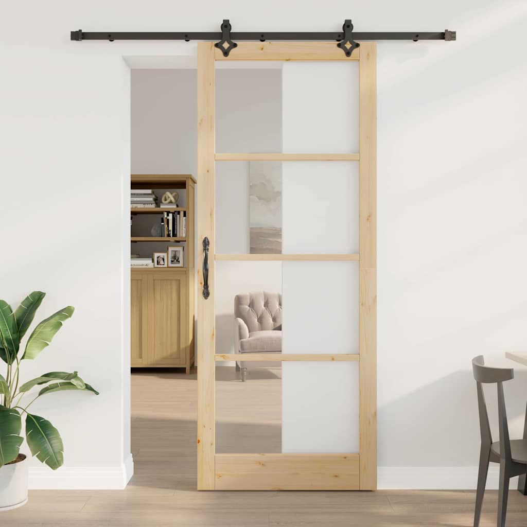 Porte coulissante ORKDAL naturelle et noire 93 x 232 cm 