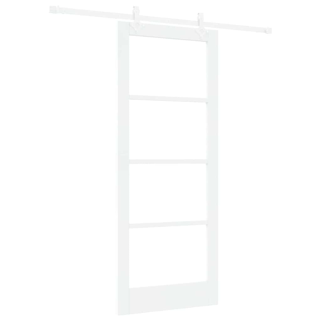 Porte coulissante 83 x 202 cm en bois de pin massif et verre 