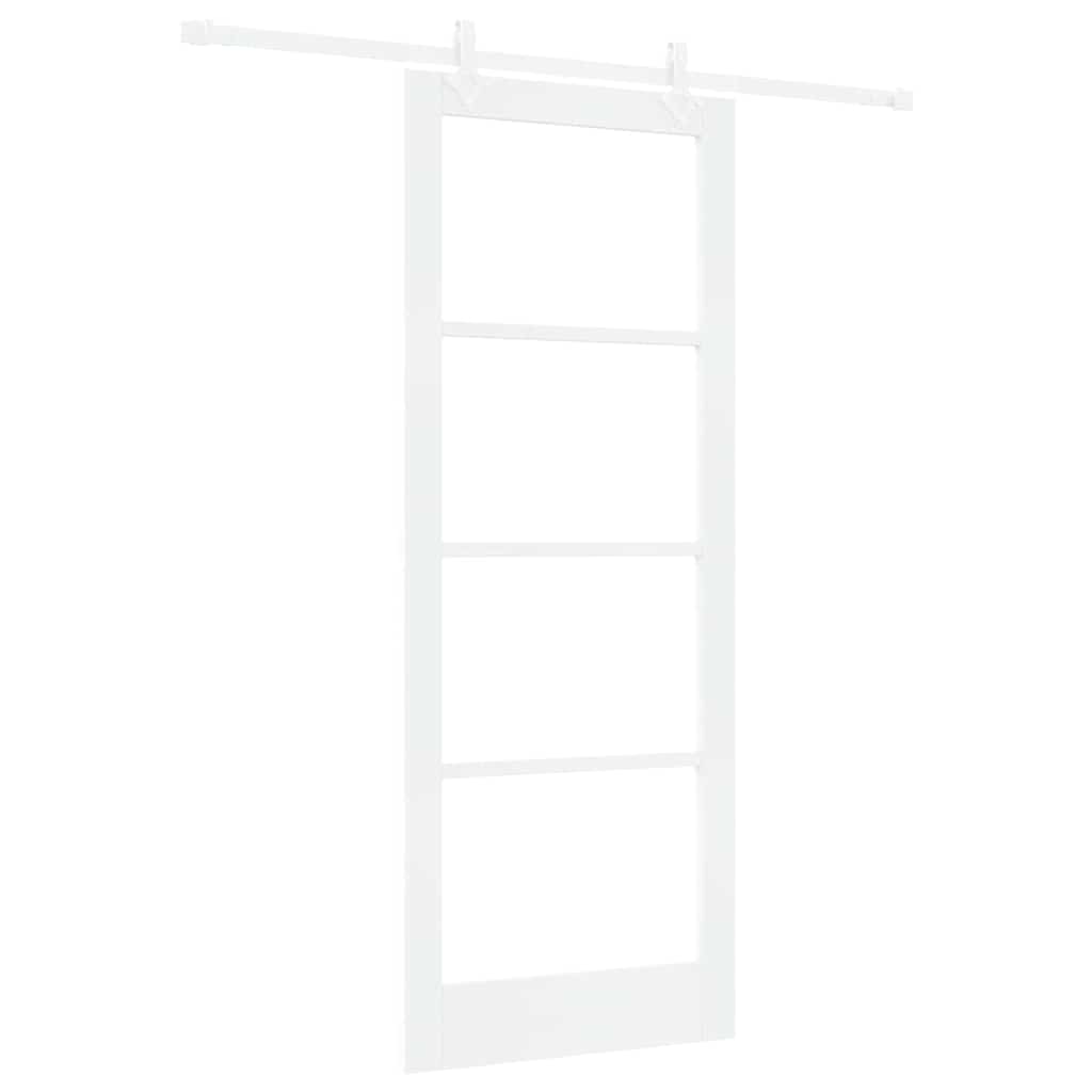 Porte coulissante 83 x 211 cm en bois de pin massif et verre 