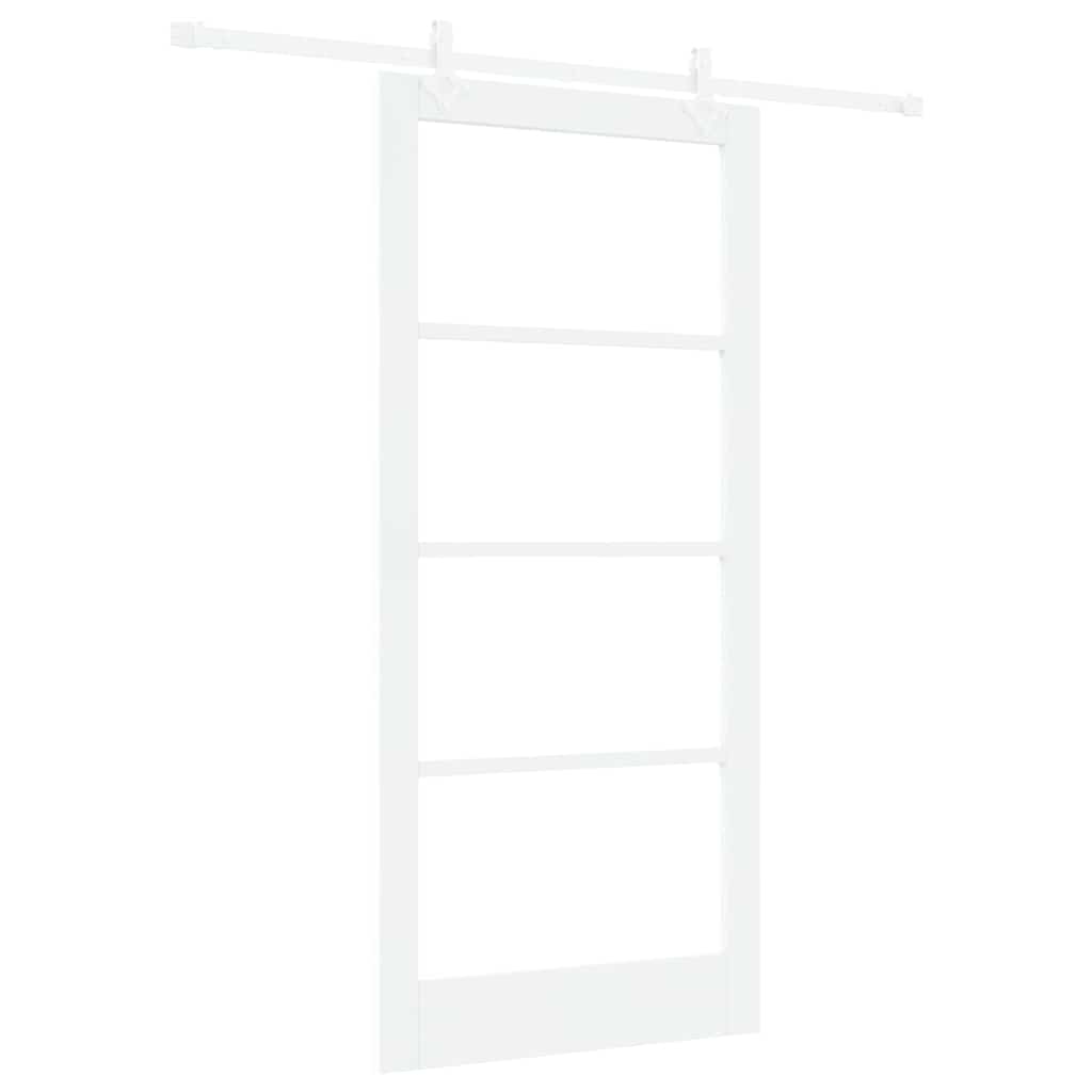 Porte coulissante 93 x 202 cm en bois de pin massif et verre 