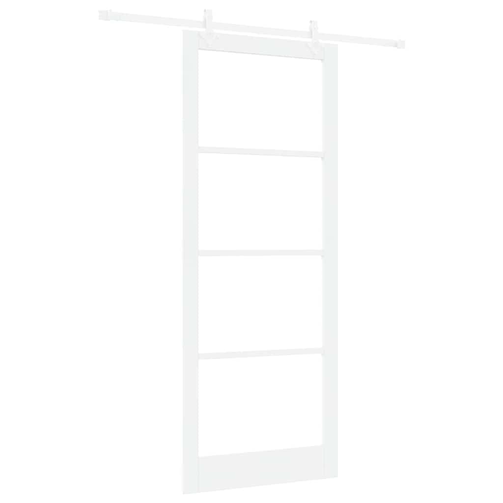 Porte coulissante 93 x 232 cm en bois de pin massif et verre 