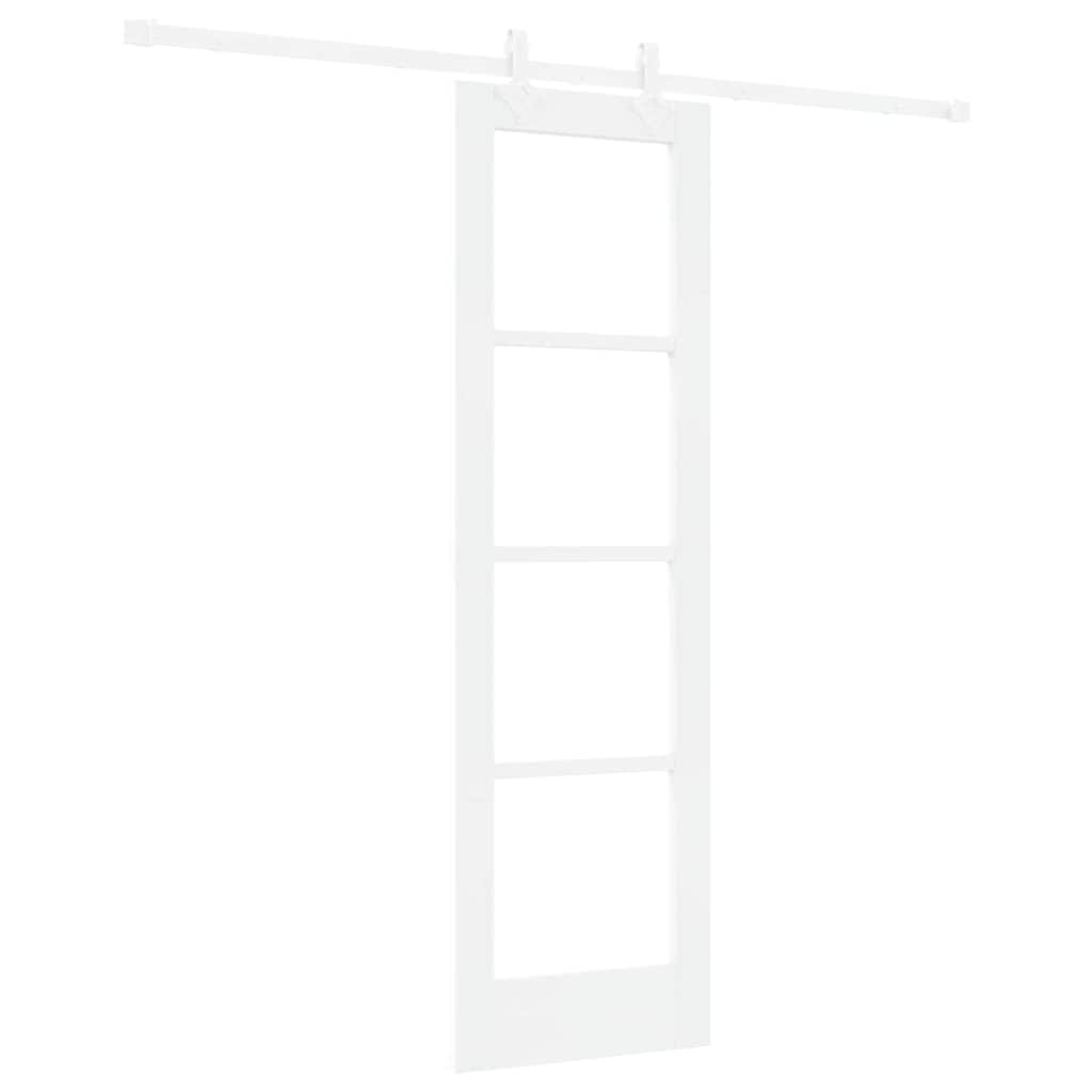 Porte coulissante 61 x 198,5 cm en bois de pin massif et verre 