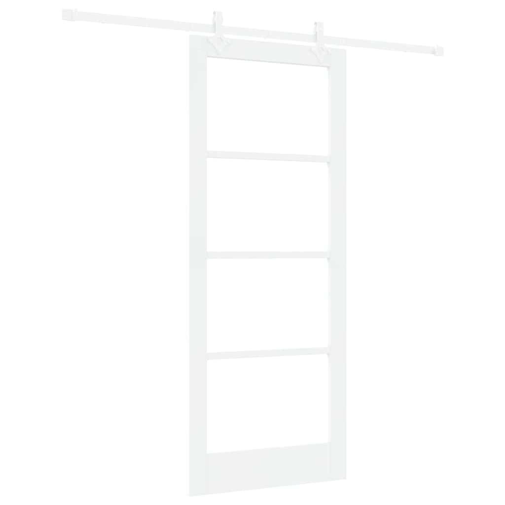 Porte coulissante 83 x 202 cm en bois de pin massif et verre 