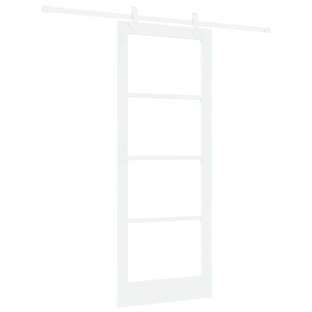 Porte coulissante 83 x 211 cm en bois de pin massif et verre 