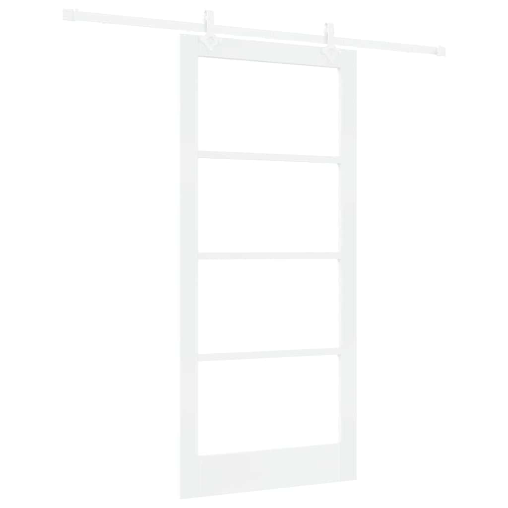 Porte coulissante 93 x 202 cm en bois de pin massif et verre 