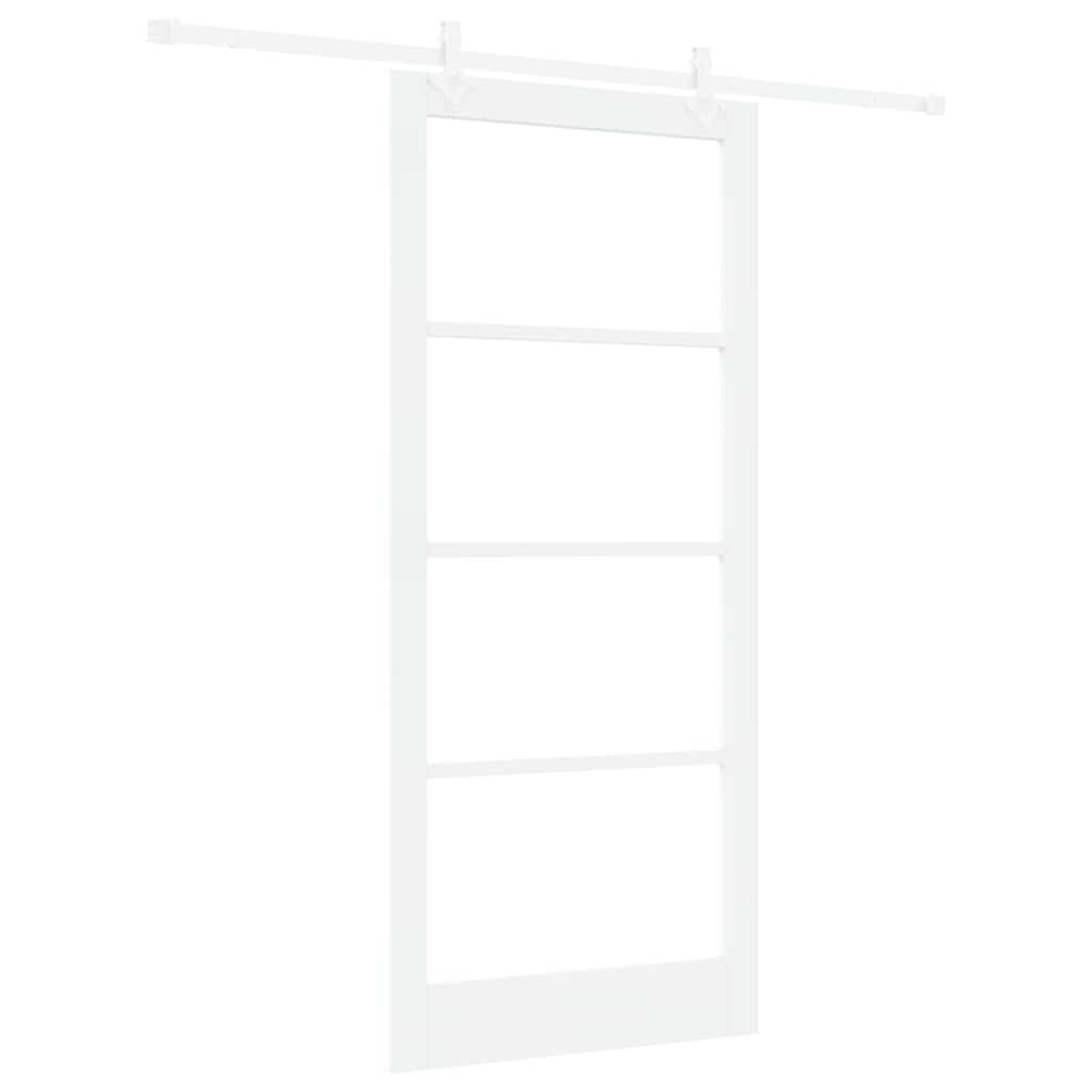 Porte coulissante 93 x 211 cm en bois de pin massif et verre 