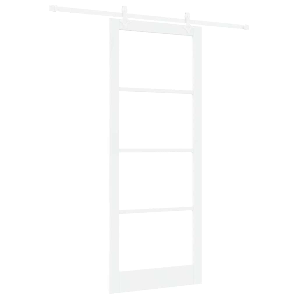 Porte coulissante 93 x 232 cm en bois de pin massif et verre 