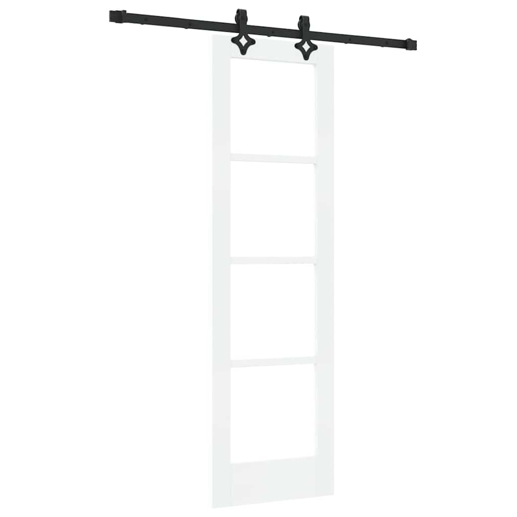 Porte coulissante 61 x 198,5 cm Bois de pin massif et verre 