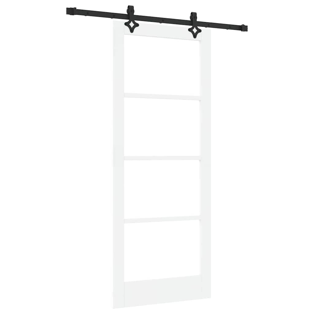Porte coulissante 83 x 202 cm en bois de pin massif et verre 