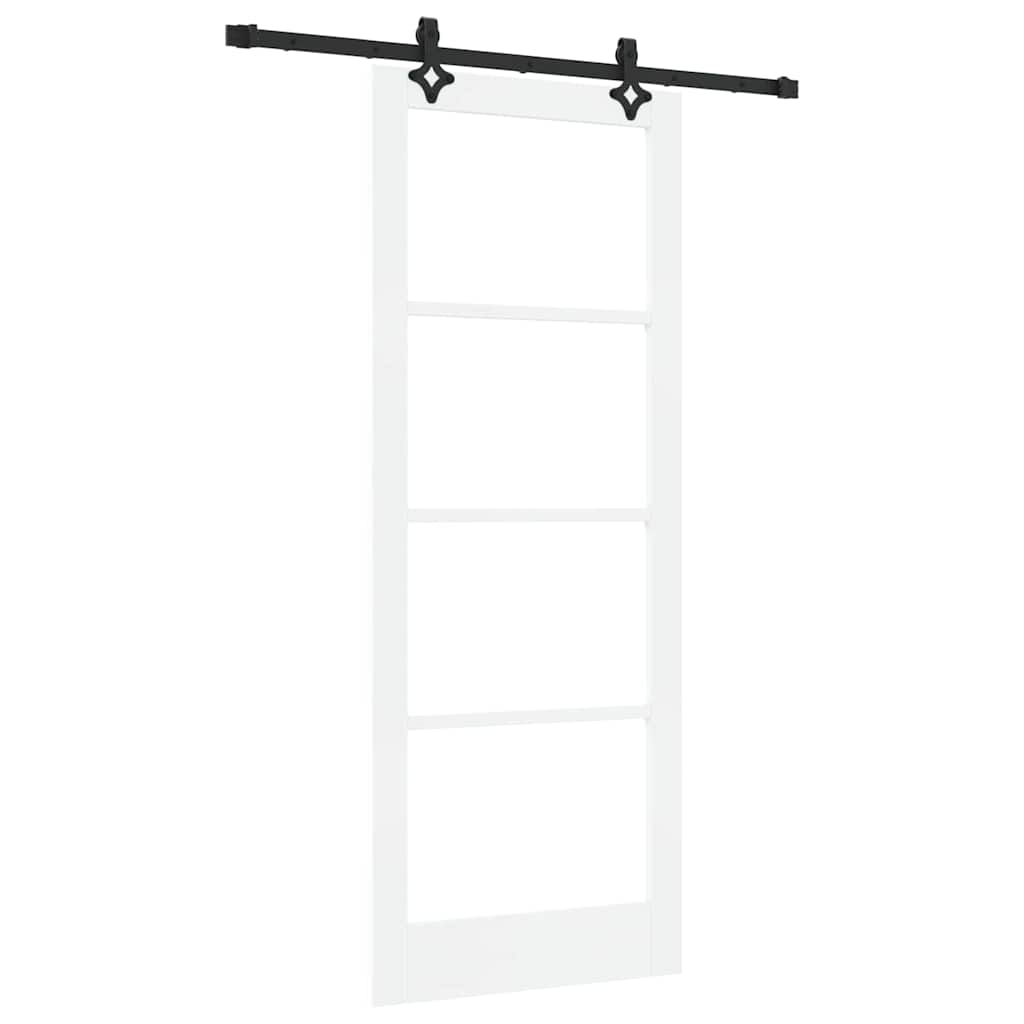 Porte coulissante 83 x 211 cm en bois de pin massif et verre 