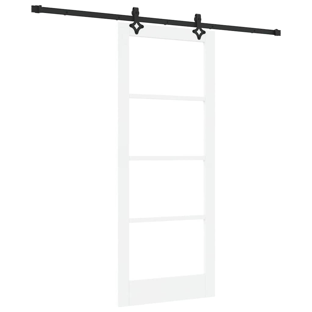 Porte coulissante 83 x 202 cm en bois de pin massif et verre 