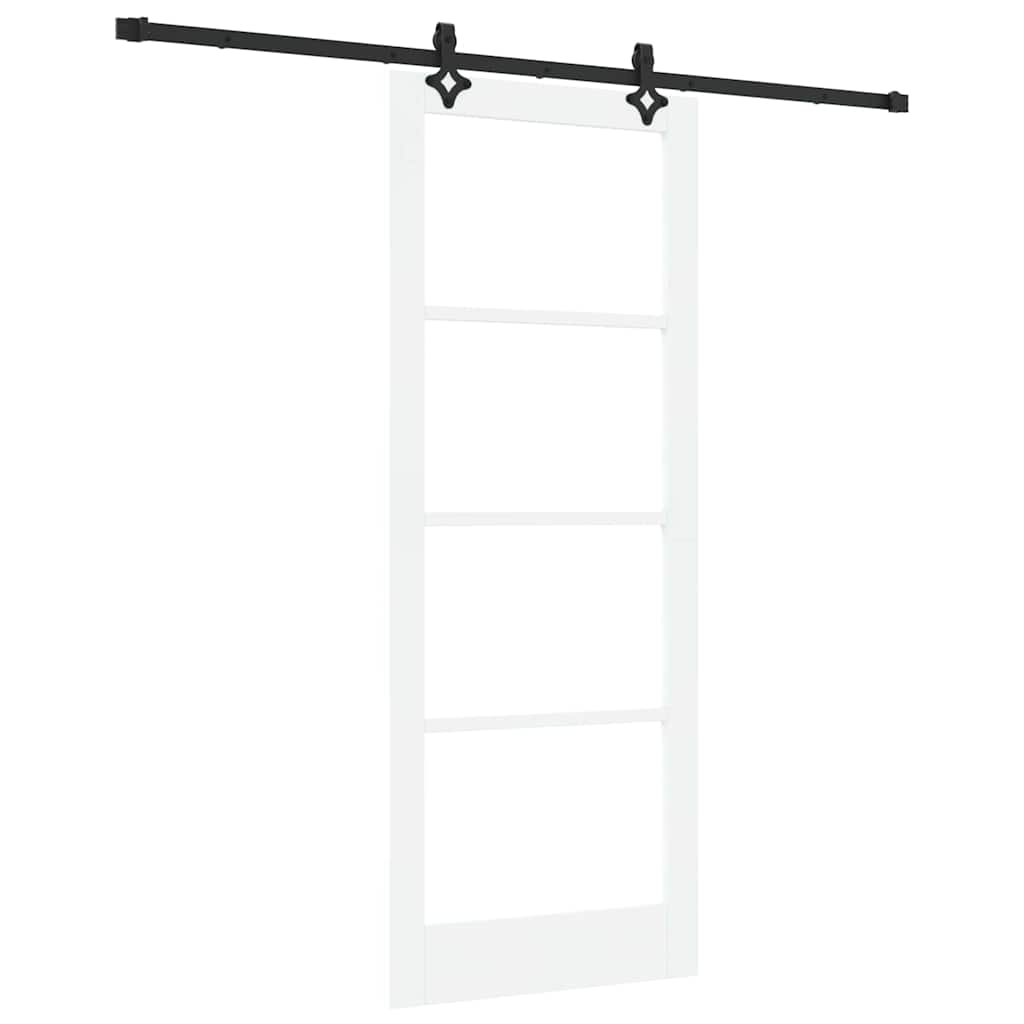Porte coulissante 83 x 211 cm en bois de pin massif et verre 