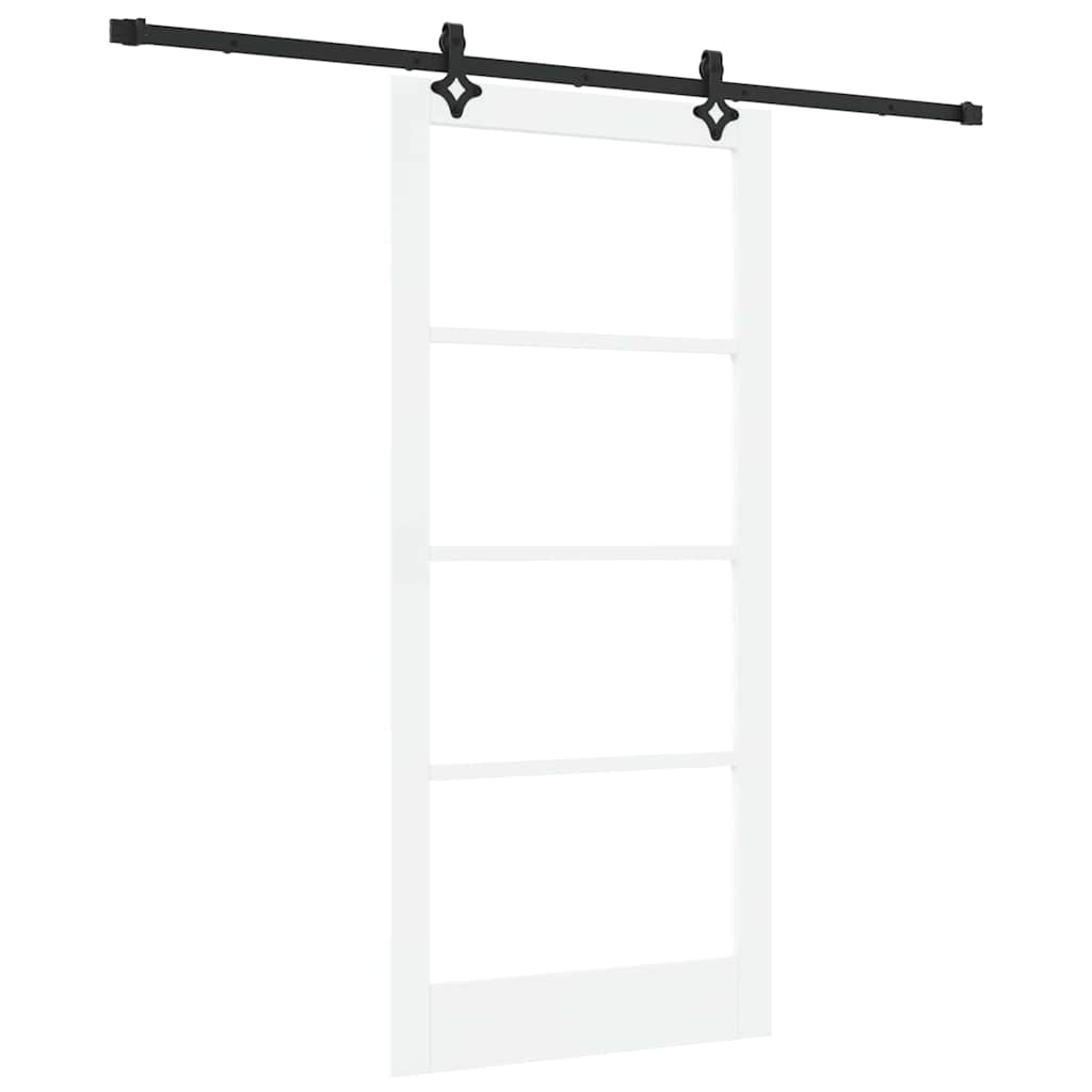 Porte coulissante 93 x 202 cm en bois de pin massif et verre 