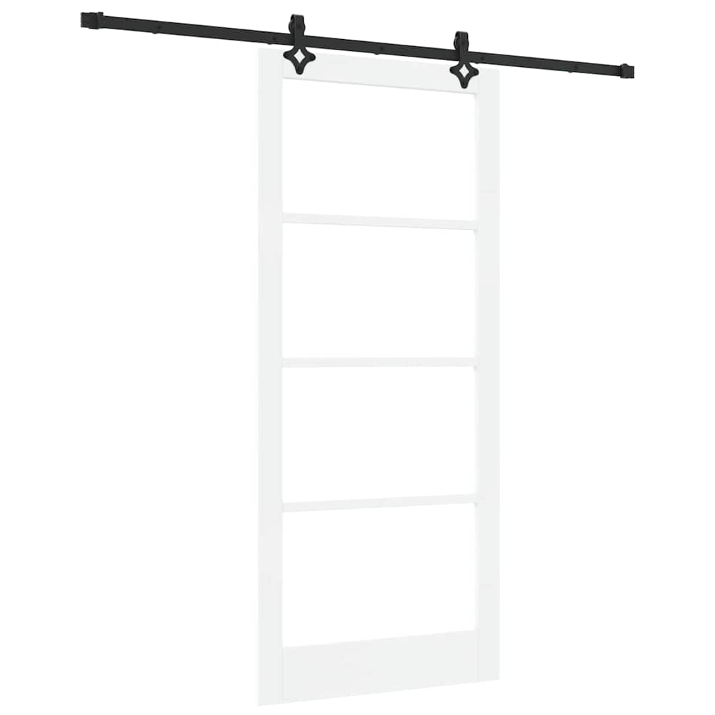 Porte coulissante 93 x 211 cm en bois de pin massif et verre 